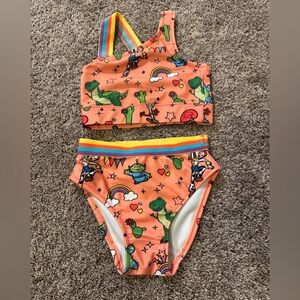 Disney Orange Kids Bikini with Rainbow Straps